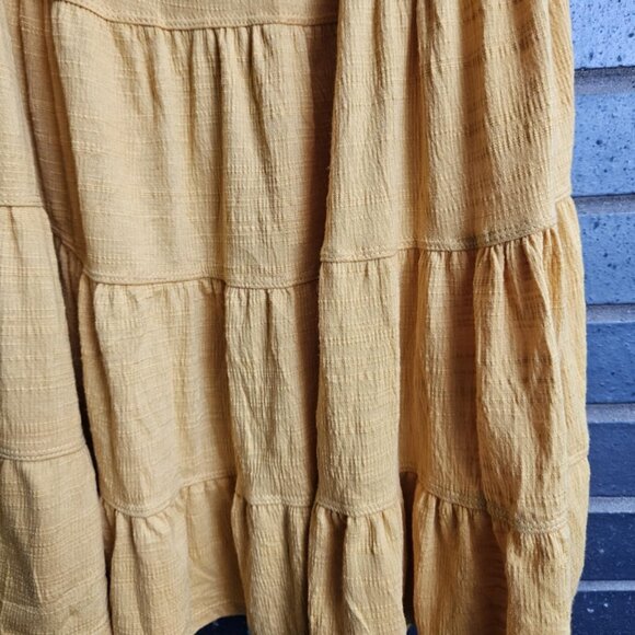 💫NWT Max Studio Yellow Boho Tiered Babydoll Flutter Sleeve Mini Dress Size S - Picture 7 of 13